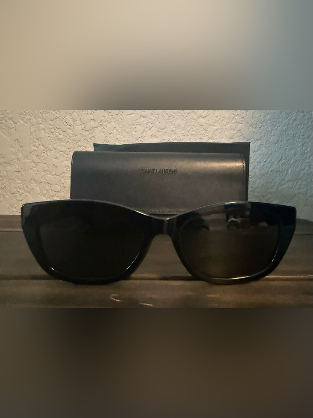 Saint Laurent Black Women’s Sunglasses with Leather Case